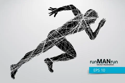 Silhouette of a running man. Stock Illustration