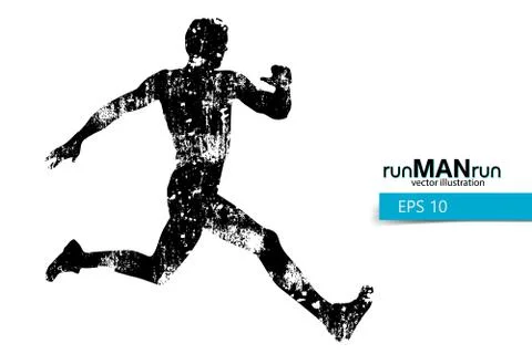 Silhouette of a running man. Stock Illustration