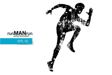Silhouette of a running man. Illustrazione stock