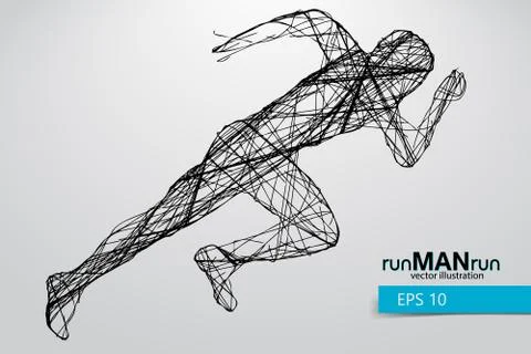 Silhouette of a running man. Stock Illustration
