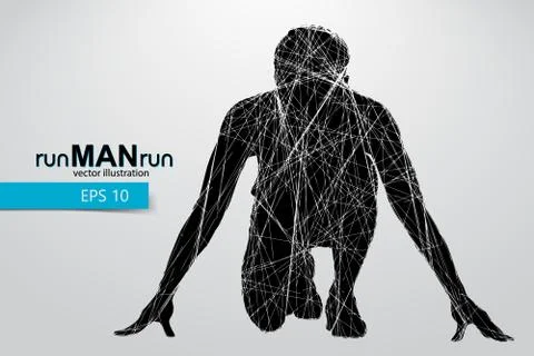 Silhouette of a running man. Stock Illustration