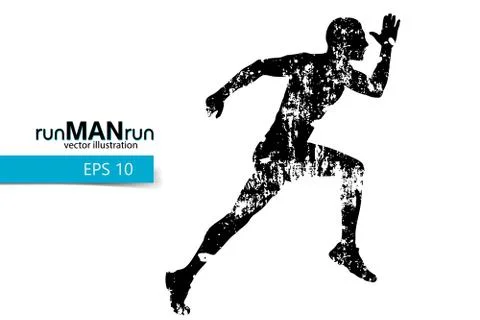 Silhouette of a running man. Stock Illustration