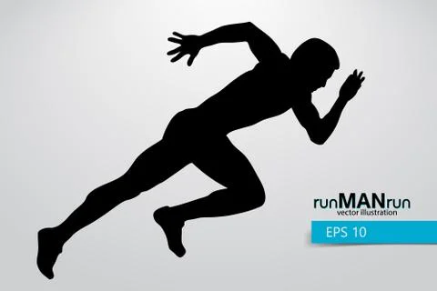 Silhouette of a running man. Stock Illustration