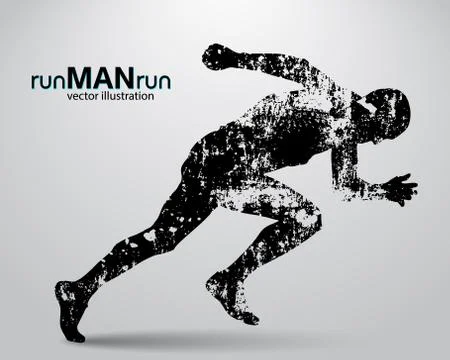 Silhouette of a running man. Stock Illustration