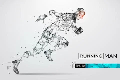 Silhouette of a running man from particles. Vector illustration Stock Illustration