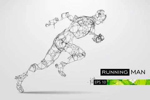 Silhouette of a running man from particles. Vector illustration Stock Illustration