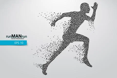 Silhouette of a running man from triangle. Stock Illustration