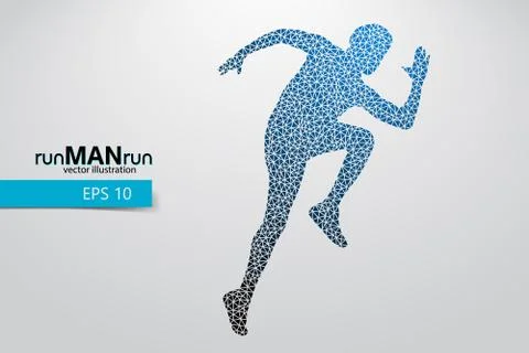 Silhouette of a running man from triangle. Stock Illustration