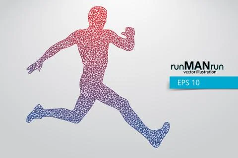 Silhouette of a running man from triangle. Stock Illustration