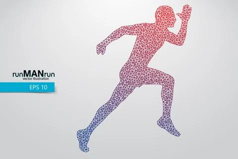 Silhouette of a running man from triangle. Stock Illustration