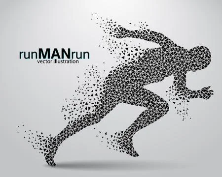 Silhouette of a running man from triangle. Stock Illustration