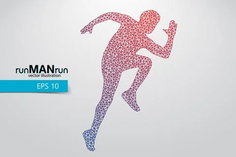 Silhouette of a running man from triangle. Stock Illustration