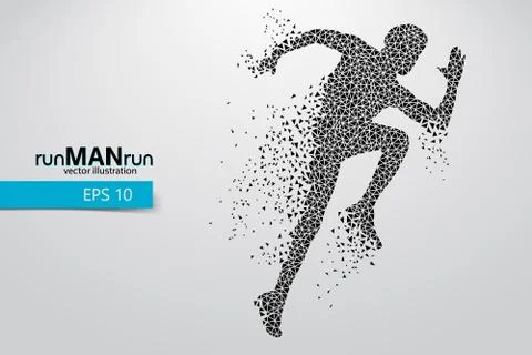 Silhouette of a running man from triangle. Stock Illustration