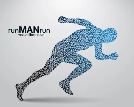 Silhouette of a running man from triangle. Stock Illustration