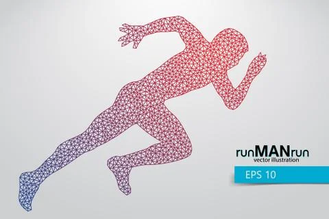 Silhouette of a running man from triangle. Stock Illustration