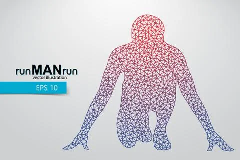 Silhouette of a running man from triangle. Stock Illustration