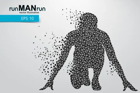 Silhouette of a running man from triangle. Illustrazione stock