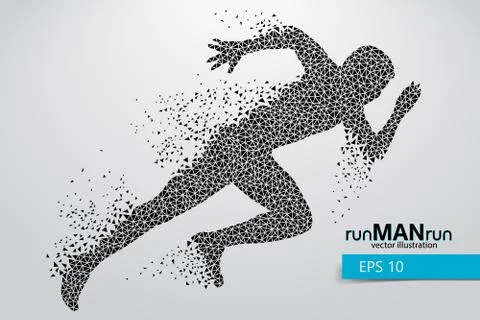 Silhouette of a running man from triangle. Stock Illustration