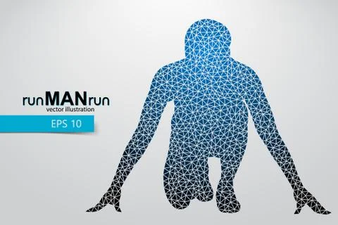 Silhouette of a running man from triangle. Stock Illustration