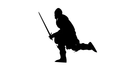 Silhouette of a running soldier. Alpha channel. Alpha matte. FullHD. Stock Footage 106929804