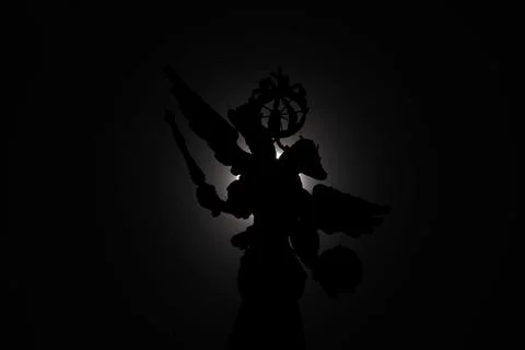 The silhouette of the Russian double-headed eagle on Red Square in Moscow Stock Photos