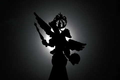 The silhouette of the Russian double-headed eagle on Red Square in Moscow Stock Photos
