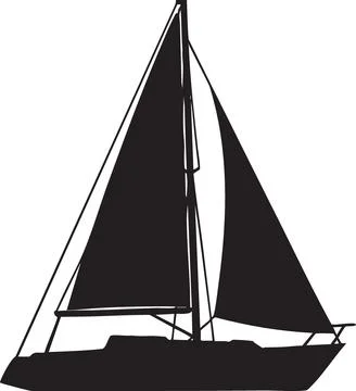Silhouette of a Sailing Boat Ilustración de archivo