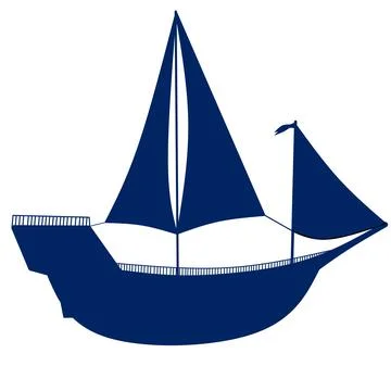 Silhouette of a sailing ship Stock Illustration