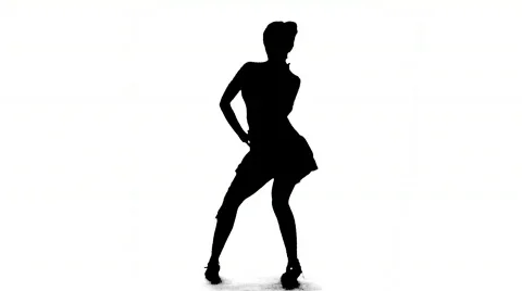 Silhouette Salsa Lady Woman Dancing Sexy Latin Latina Spanish Body Black Skirt Stock Footage