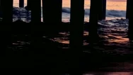 Silhouette Santa Monica Pier Sea Travel Sunset Nature Reflection Beach Stock Footage
