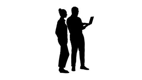 Silhouette Satisfied of their work man and woman looking in the 스톡 일러스트