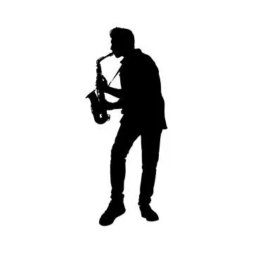 Silhouette of a saxophone player performing vector Illustrazione stock