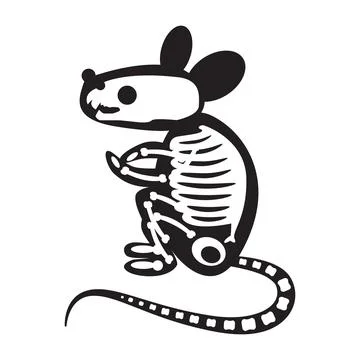 Silhouette Scared Rat Roentgen Skeleton Bones Stock Illustration