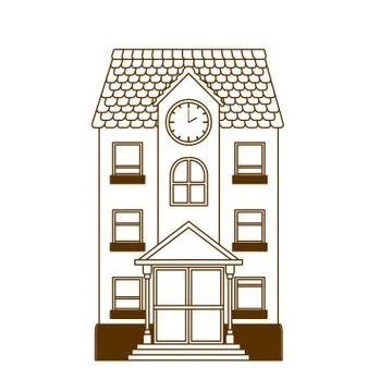 Silhouette of school building of primary Ilustración de archivo