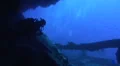 Silhouette of scuba diver inside shipwreck SS Dunraven HD Footage