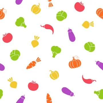 Silhouette seamless vegetable pattern illustration Stock Illustration