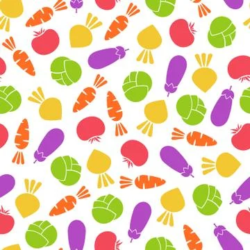 Silhouette seamless vegetable pattern illustration Stock Illustration