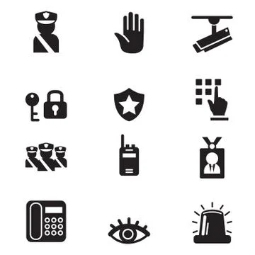 Silhouette security icons set Stock Illustration