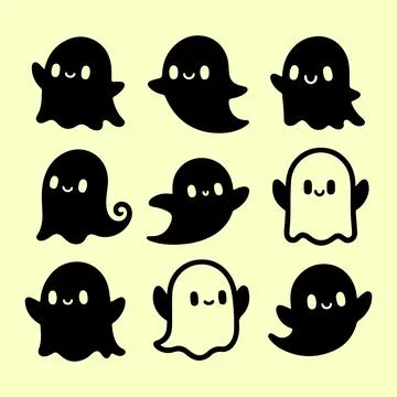 Silhouette set of cute ghost Stock Illustration