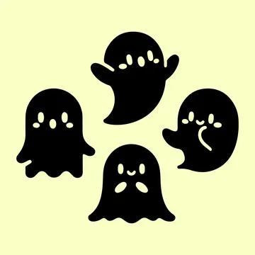 Silhouette set of cute ghost Stock Illustration