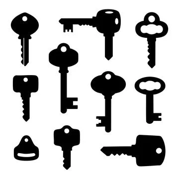 Silhouette set of key on white background Stock Illustration