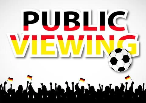 A silhouette set of people cheering while holding flags, with the words Publi Stock Illustration