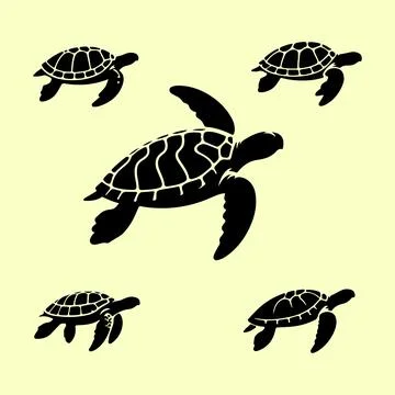 Silhouette set of turtle Stock Illustration
