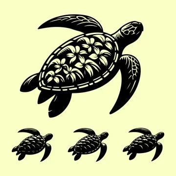 Silhouette set of turtle イラスト素材