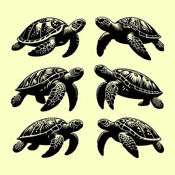 Silhouette set of turtle イラスト素材