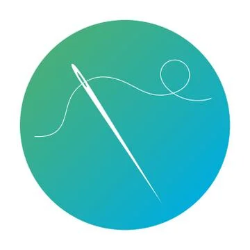 Silhouette of a sewing needle with thread. Stock Illustration