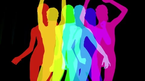 Silhouette shadow dancer disco party woman Stock Footage 8557728