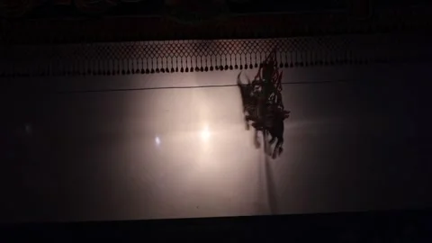 Silhouette Shadow Puppet Show  Thai Folk Art Nang Talung Performance Stock Footage 331918260