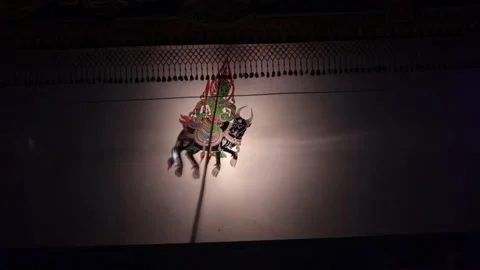 Silhouette Shadow Puppet Show Thai Folk Art Nang Talung Performance Stock Footage 331918501