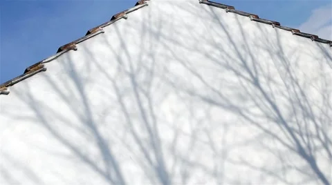 Silhouette Shadow of Tree Branches Gently Sway on White Garage Close Up 库存影片 49074687